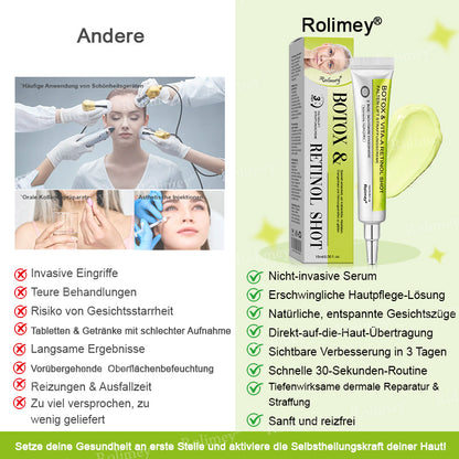 👨‍⚕️Jetzt jugendliche Haut zurückgewinnen 💫Rolimey® Botox & Vita-A Retinol Shot Falten-Lift Straffungscreme