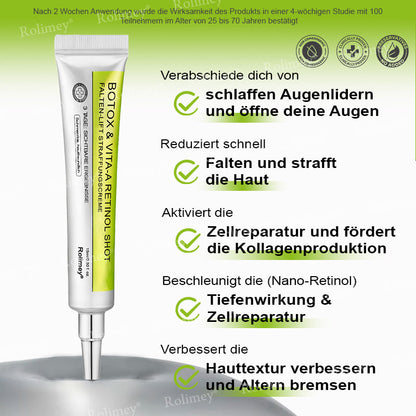 👨‍⚕️Jetzt jugendliche Haut zurückgewinnen 💫Rolimey® Botox & Vita-A Retinol Shot Falten-Lift Straffungscreme