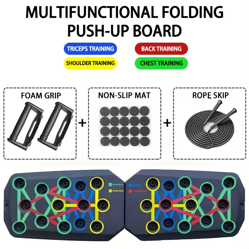 Multifunktionales Push-up-Board für Brust, Arme, Rücken und Bauch.