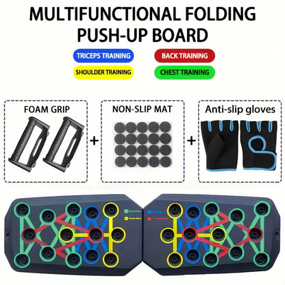 Multifunktionales Push-up-Board für Brust, Arme, Rücken und Bauch.