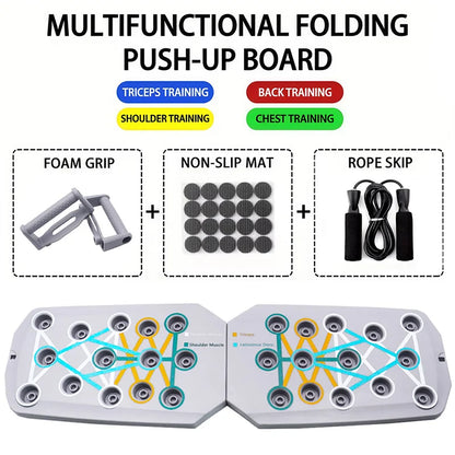 Multifunktionales Push-up-Board für Brust, Arme, Rücken und Bauch.