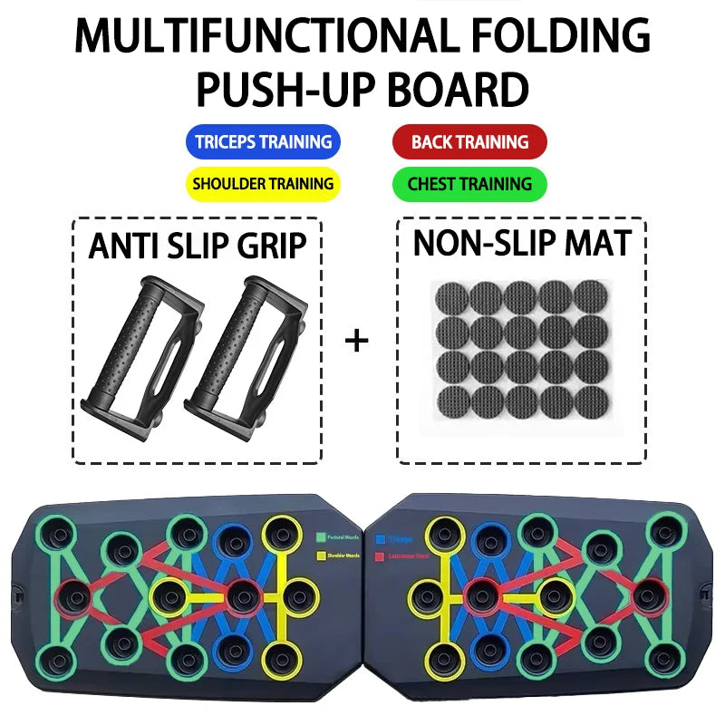 Multifunktionales Push-up-Board für Brust, Arme, Rücken und Bauch.