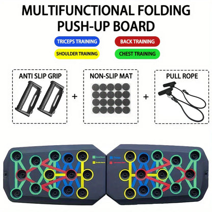 Multifunktionales Push-up-Board für Brust, Arme, Rücken und Bauch.