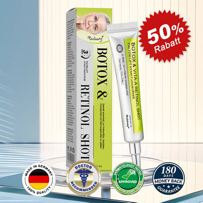 👨‍⚕️Jetzt jugendliche Haut zurückgewinnen 💫Rolimey® Botox & Vita-A Retinol Shot Falten-Lift Straffungscreme